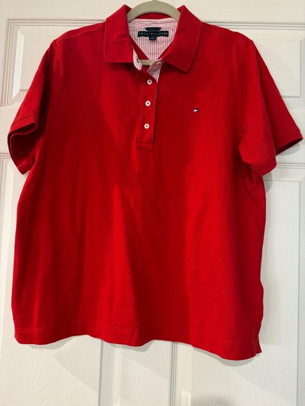 Tommy Hilfiger Red Short Sleeve Polo Shirt 1XL Cotton Blend